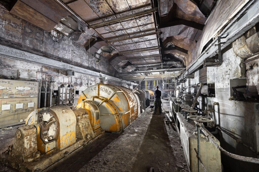 Turbine à vapeur Parsons dans la centrale souterraine de Corradino, Malte